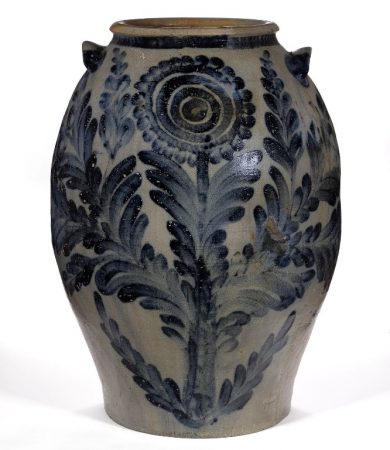 Important David Jarbour Attributed, Stamped "H. Smith & Co.", Alexandria, Virginia Decorated Stoneware Large Jar