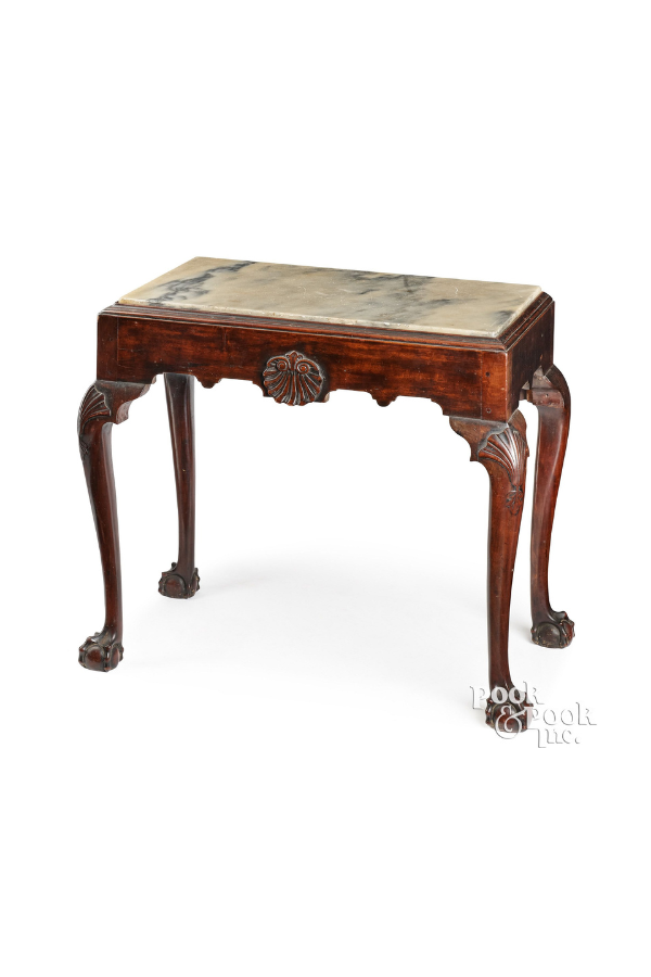 Rare Philadelphia mahogany marble top sideboard, ca. 1755